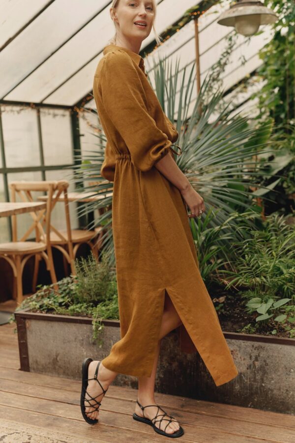 Linen Rhapsody Dress – Bronze