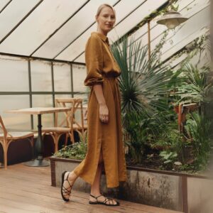 Linen Rhapsody Dress – Bronze