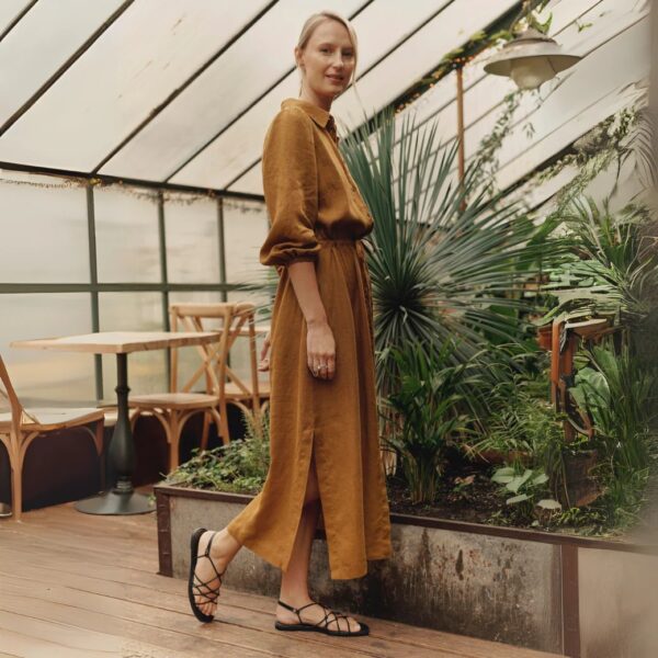 Linen Rhapsody Dress – Bronze