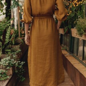 Linen Rhapsody Dress – Bronze