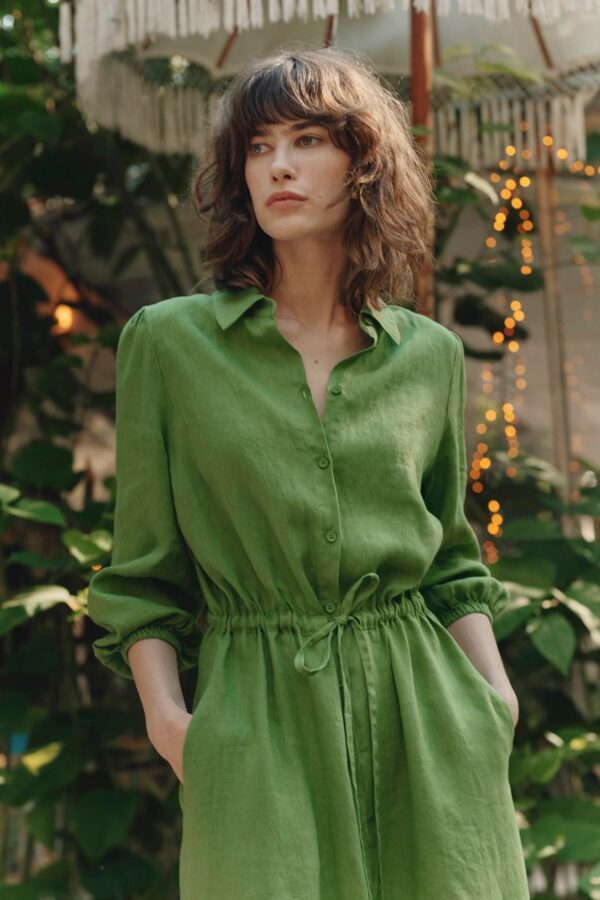 Linen Rhapsody Dress – Foliage Green