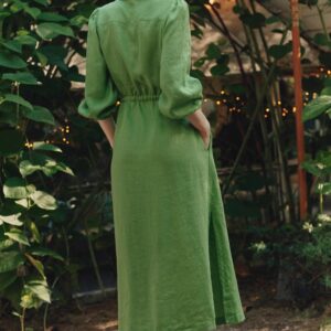 Linen Rhapsody Dress – Foliage Green