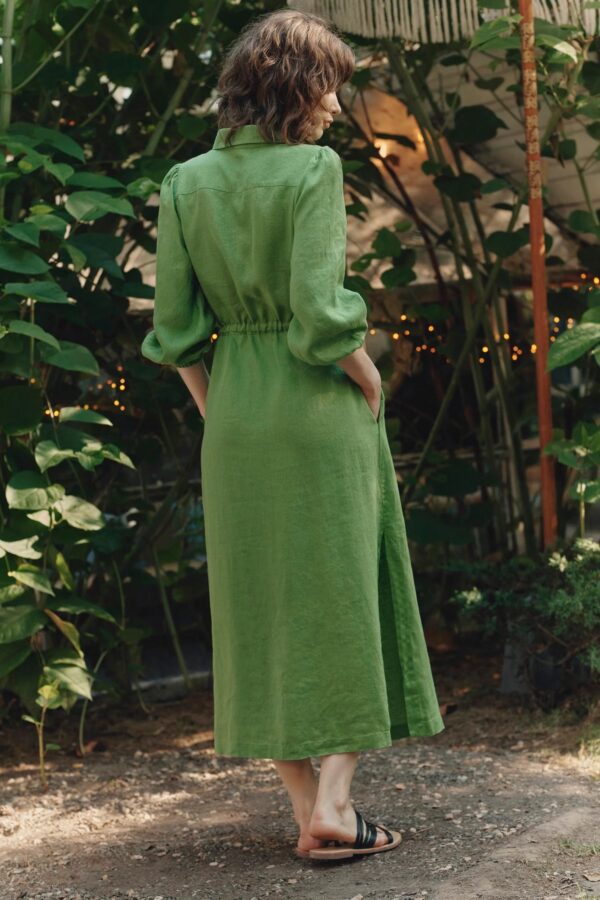 Linen Rhapsody Dress – Foliage Green