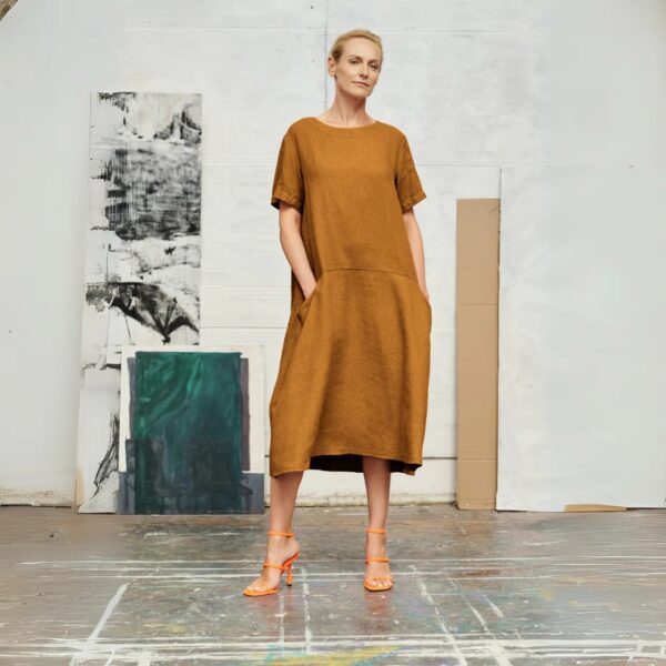 Linen Speedwell Dress – Bronze