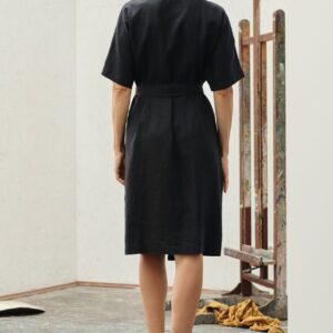 Linen Vine Dress – Black