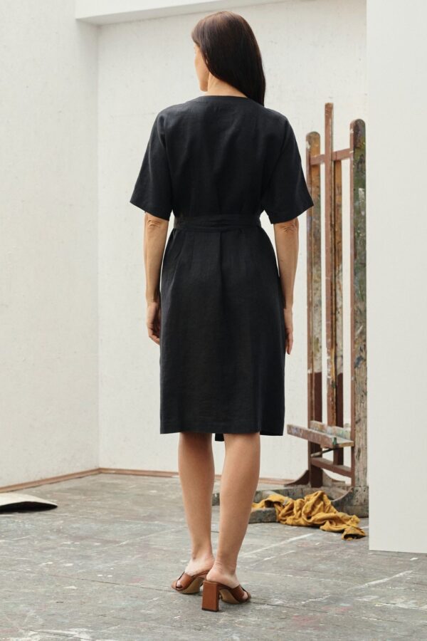 Linen Vine Dress – Black