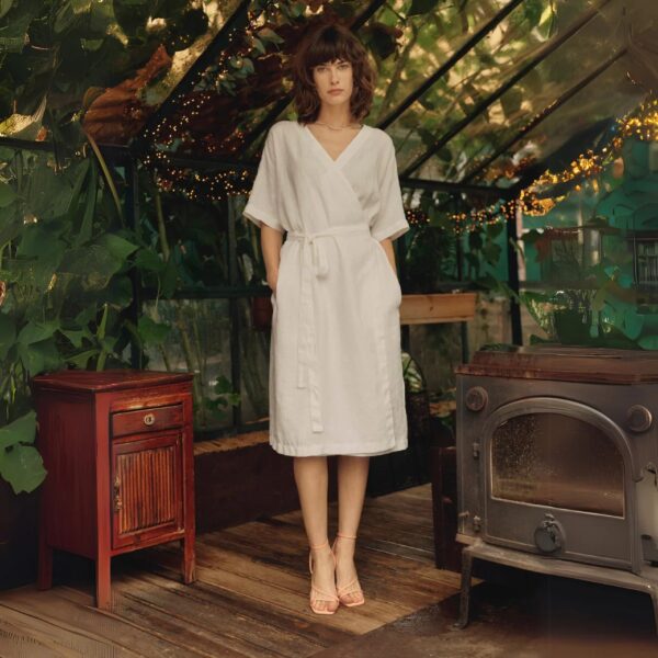 Linen Vine Dress – Optical White