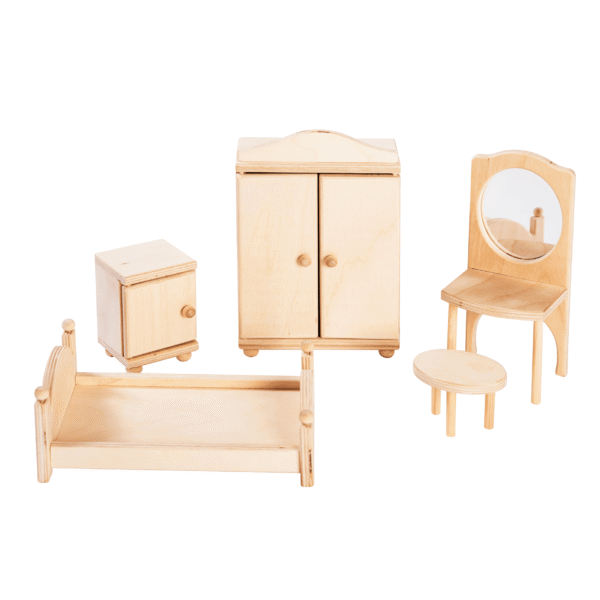 Dollhouse bedroom furniture – Natural