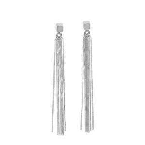 Solid C-Tassel Earrings - Rose Gold and Silver