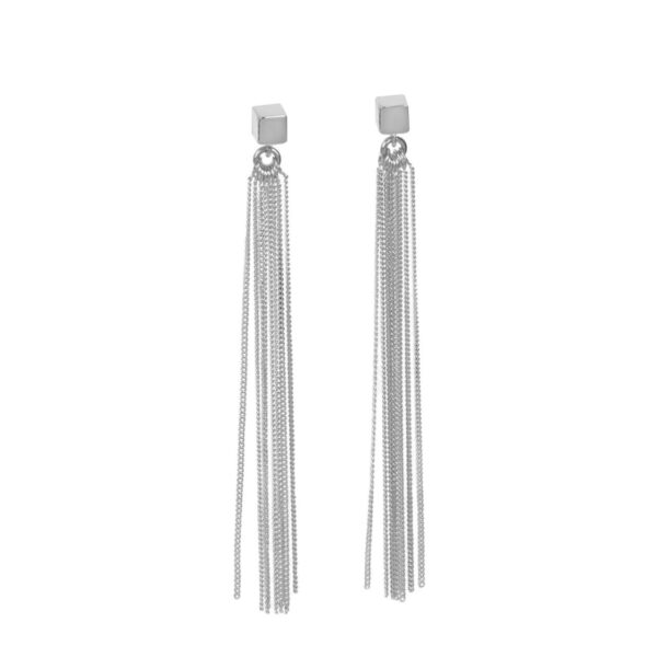 Solid C-Tassel Earrings – Rose Gold and Silver