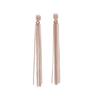 Solid C-Tassel Earrings – Rose Gold and Silver