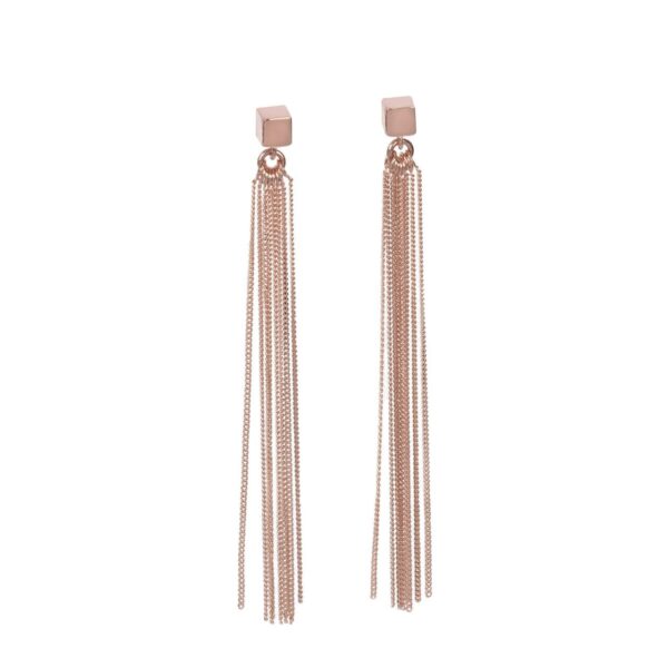 Solid C-Tassel Earrings – Rose Gold and Silver