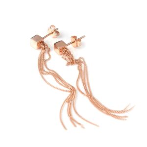 Solid C-Tassel Earrings – Rose Gold and Silver