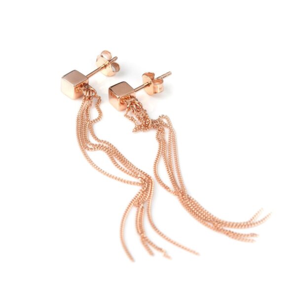 Solid C-Tassel Earrings – Rose Gold and Silver