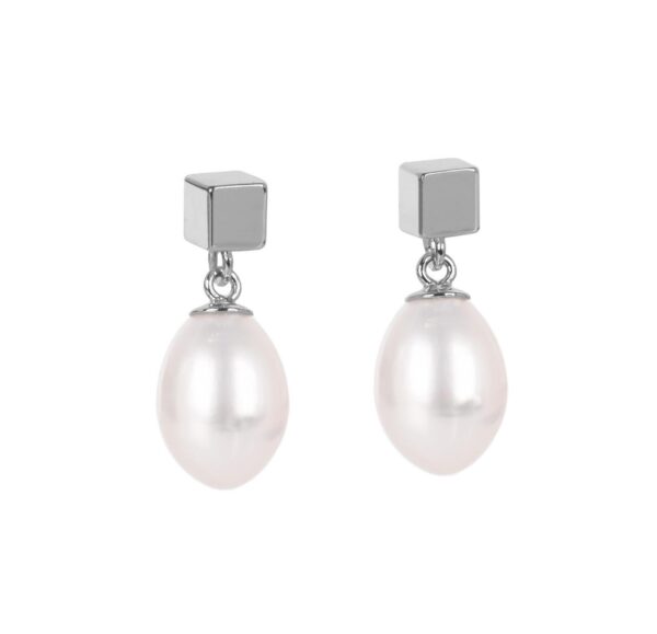 Solid Pearl Drop Earrings – Rose Gold and Silver