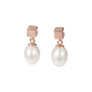 Solid Pearl Drop Earrings – Rose Gold and Silver