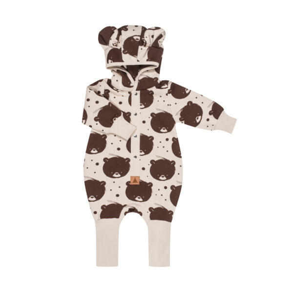 Eared Jumpsuit for Babies and Kids – Beige Bear