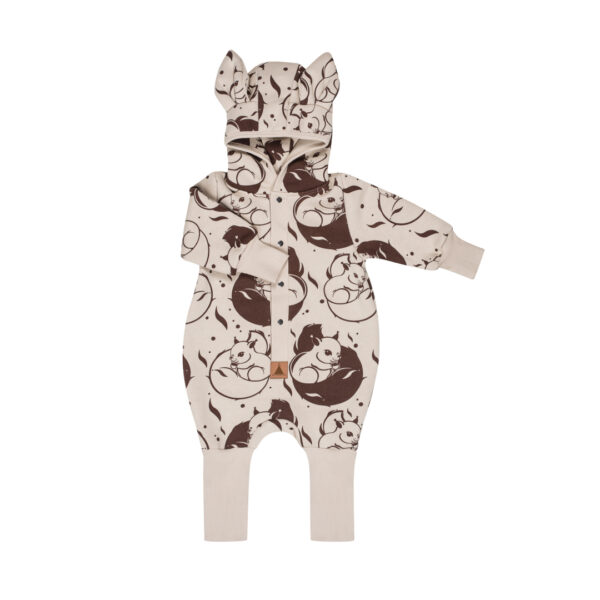 Eared Jumpsuit for Babies and Kids – Beige Squirrel