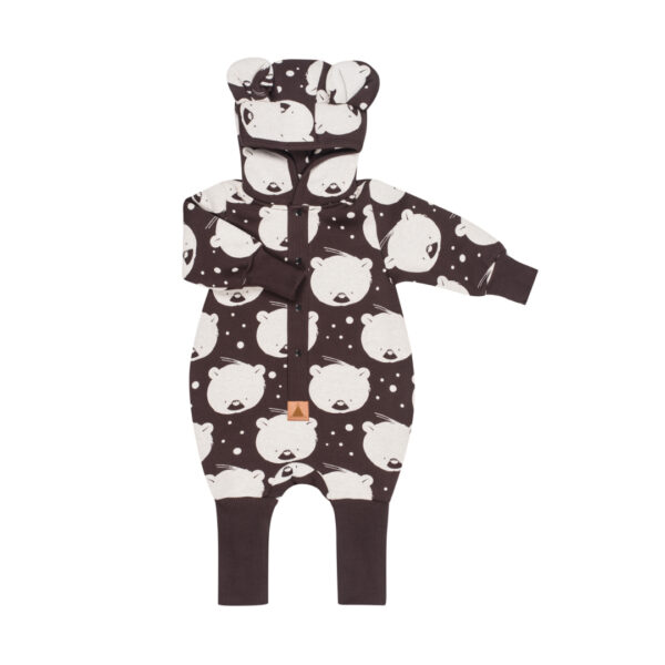 Eared Jumpsuit for Babies and Kids – Chocolate Polar Bear
