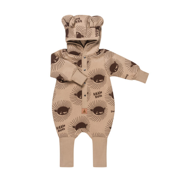Eared Jumpsuit for Babies and Kids – Lion on Cacao
