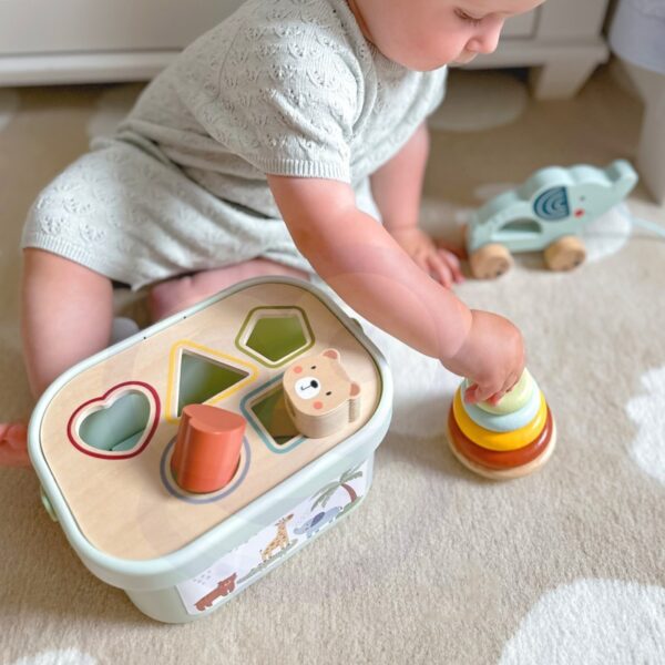 3in1 Toy Box – Sorting Blocks, Stackable Pyramid and Elephant On Wheels