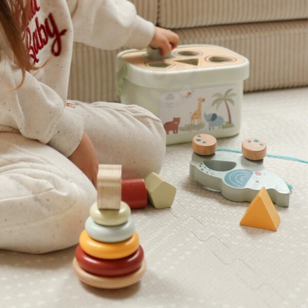3in1 Toy Box – Sorting Blocks, Stackable Pyramid and Elephant On Wheels