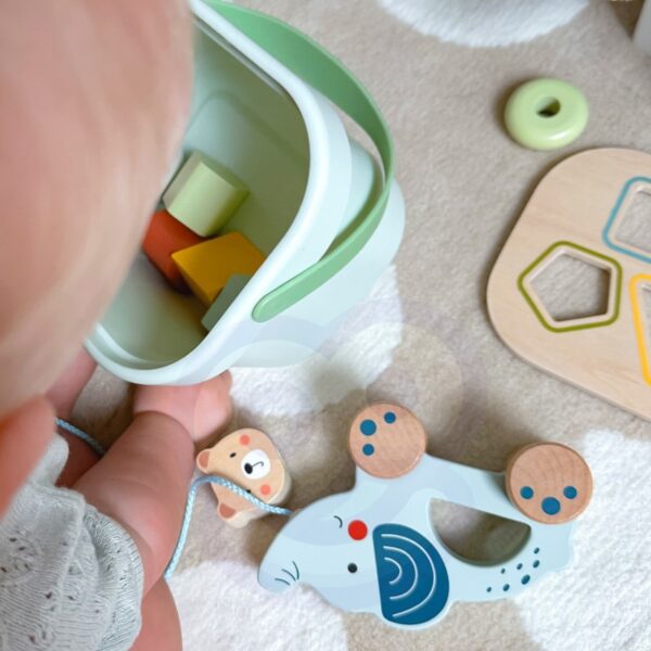 3in1 Toy Box – Sorting Blocks, Stackable Pyramid and Elephant On Wheels