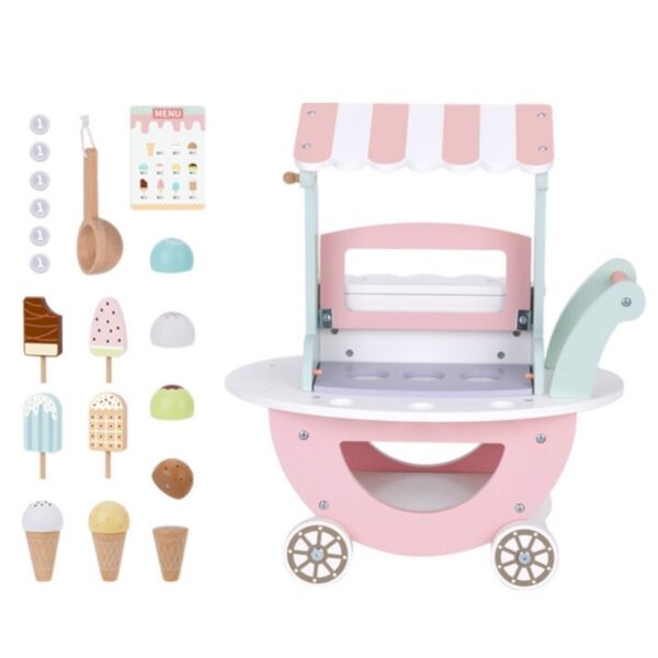 Wooden Ice Cream Shop With Cart