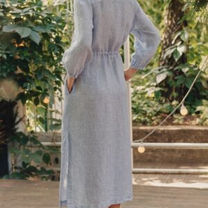 Linen Rhapsody Dress – Blue White Stripes