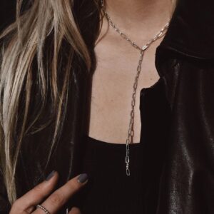 Paper Clip Y-Necklace Silver