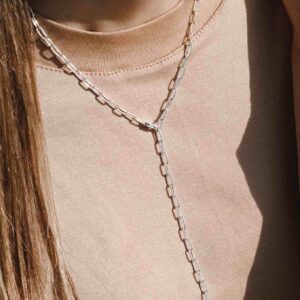 Paper Clip Y-Necklace Silver