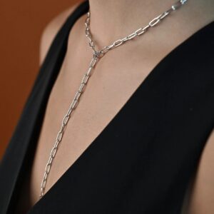 Paper Clip Y-Necklace Silver