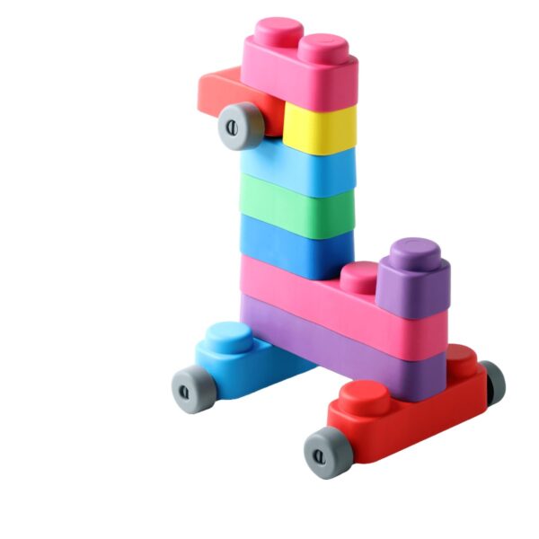 Soft Blocks Set With Wheels – 14 pcs