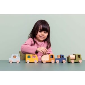 Wooden Construction Cars with Animals