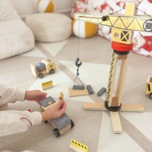 Wooden Construction Site With Vehicles