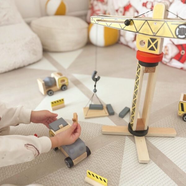 Wooden Construction Site With Vehicles