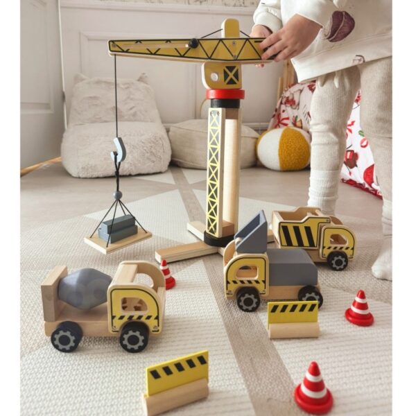 Wooden Construction Site With Vehicles