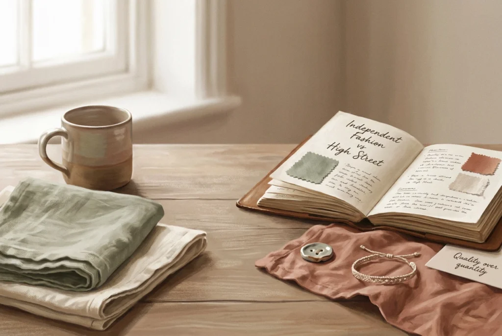 Professional header image for comparison analysis: Independent Fashion Brands vs High Street: What UK Shoppe...