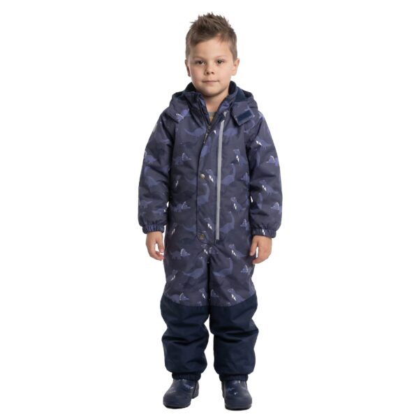 Blue Dinosaur Print Spring/Autumn Children’s Overall with Contrast Panels