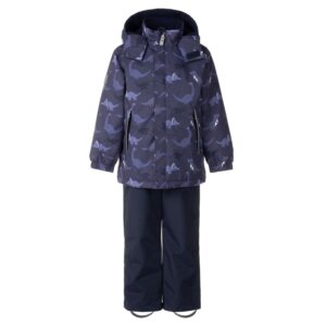 Blue Dinosaur Print Spring/Autumn Jacket and Dungaree Trousers Set