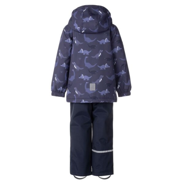 Blue Dinosaur Print Spring/Autumn Jacket and Dungaree Trousers Set