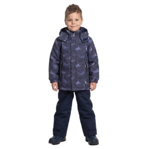 Blue Dinosaur Print Spring/Autumn Jacket and Dungaree Trousers Set