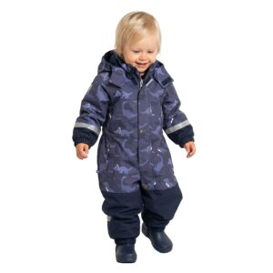Blue Dinosaur Print Spring/Autumn Toddler Overall with Contrast Panels