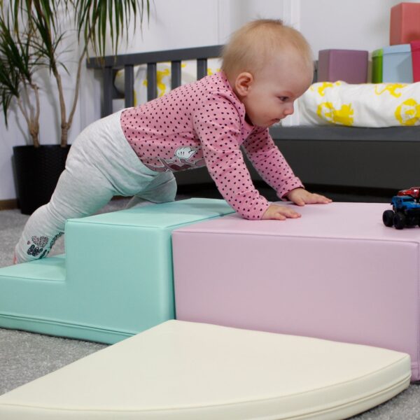 Soft Play 5 Foam Block Set – Light Pastel Corner Climber
