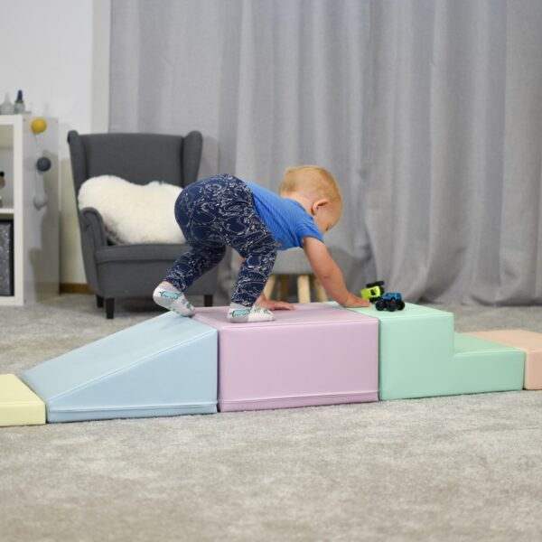Soft Play 5 Foam Block Set – Light Pastel Corner Climber