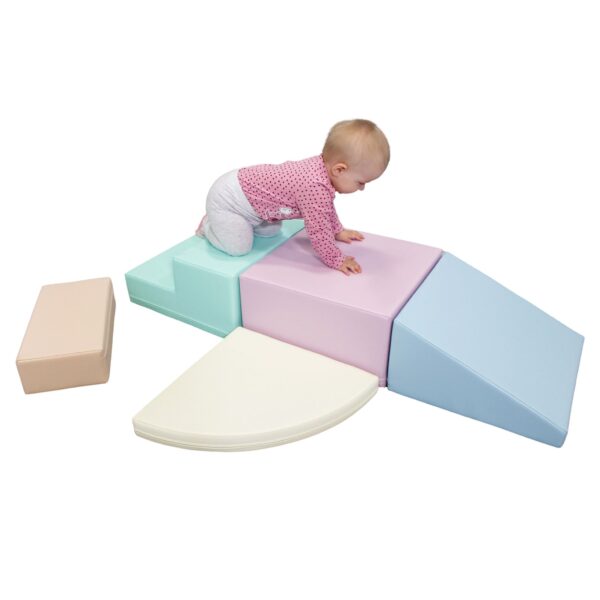 Soft Play 5 Foam Block Set – Light Pastel Corner Climber