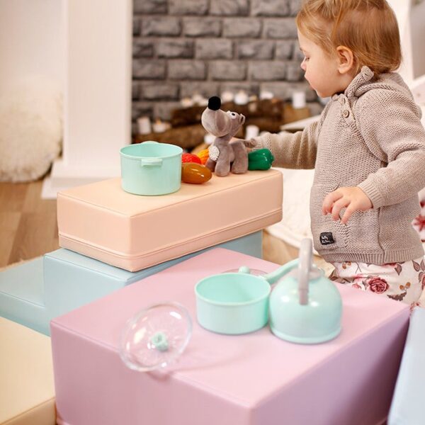 Soft Play 5 Foam Block Set – Light Pastel Corner Climber