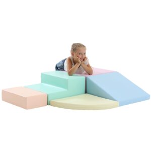 Soft Play 5 Foam Block Set – Light Pastel Corner Climber