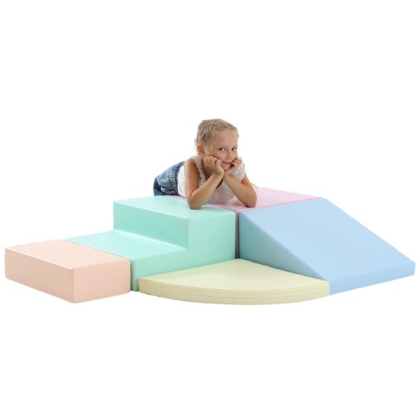 Soft Play 5 Foam Block Set – Light Pastel Corner Climber