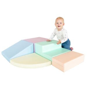 Soft Play 5 Foam Block Set – Light Pastel Corner Climber